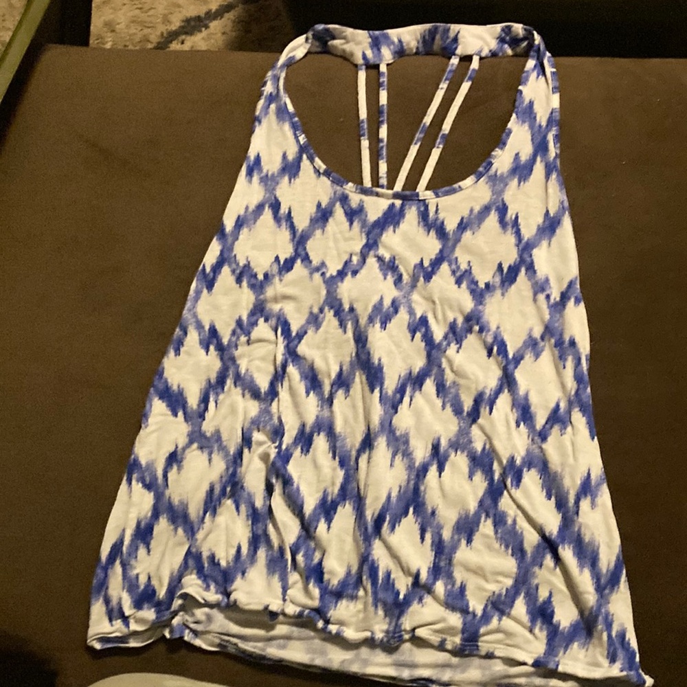 Patterned tank top with cross back